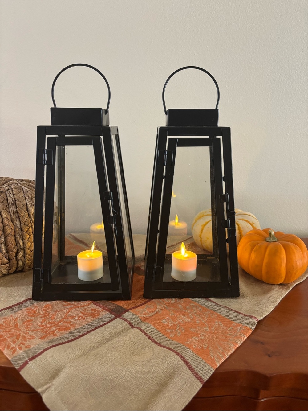 Black Metal Lanterns, set of 2